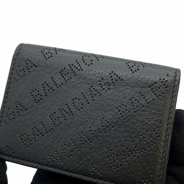 バレンシアガ 三つ折り財布 パンチングロゴ コンパクトウォレット レザー 594312 BALENCIAGA 財布 黒