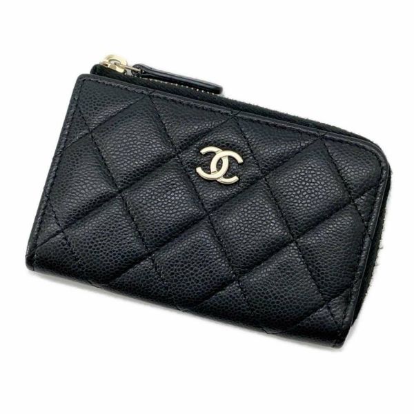 シャネル コインケース マトラッセ ココマーク キャビアスキン キーリング AP0221 CHANEL 財布 カードケース ミニ財布 黒