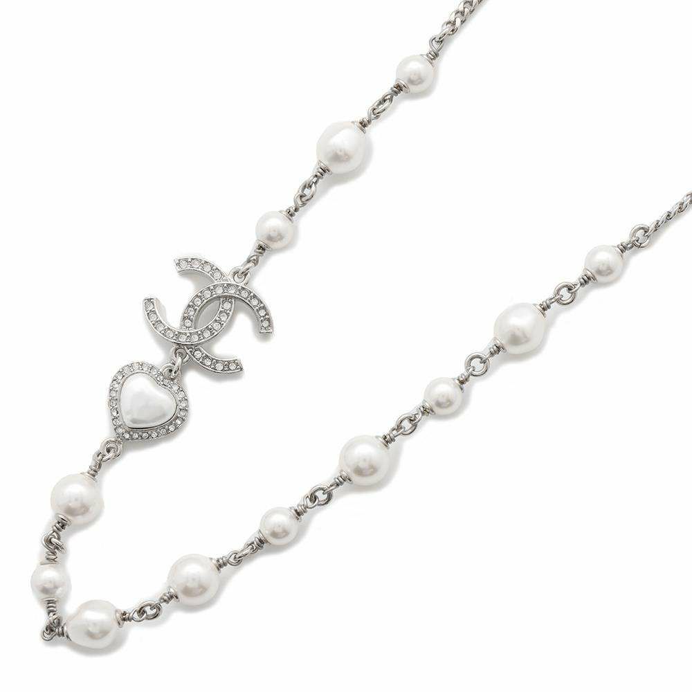 シャネル ネックレス ココマーク ハート フェイクパール ラインストーン B 23B ABB616 CHANEL アクセサリー