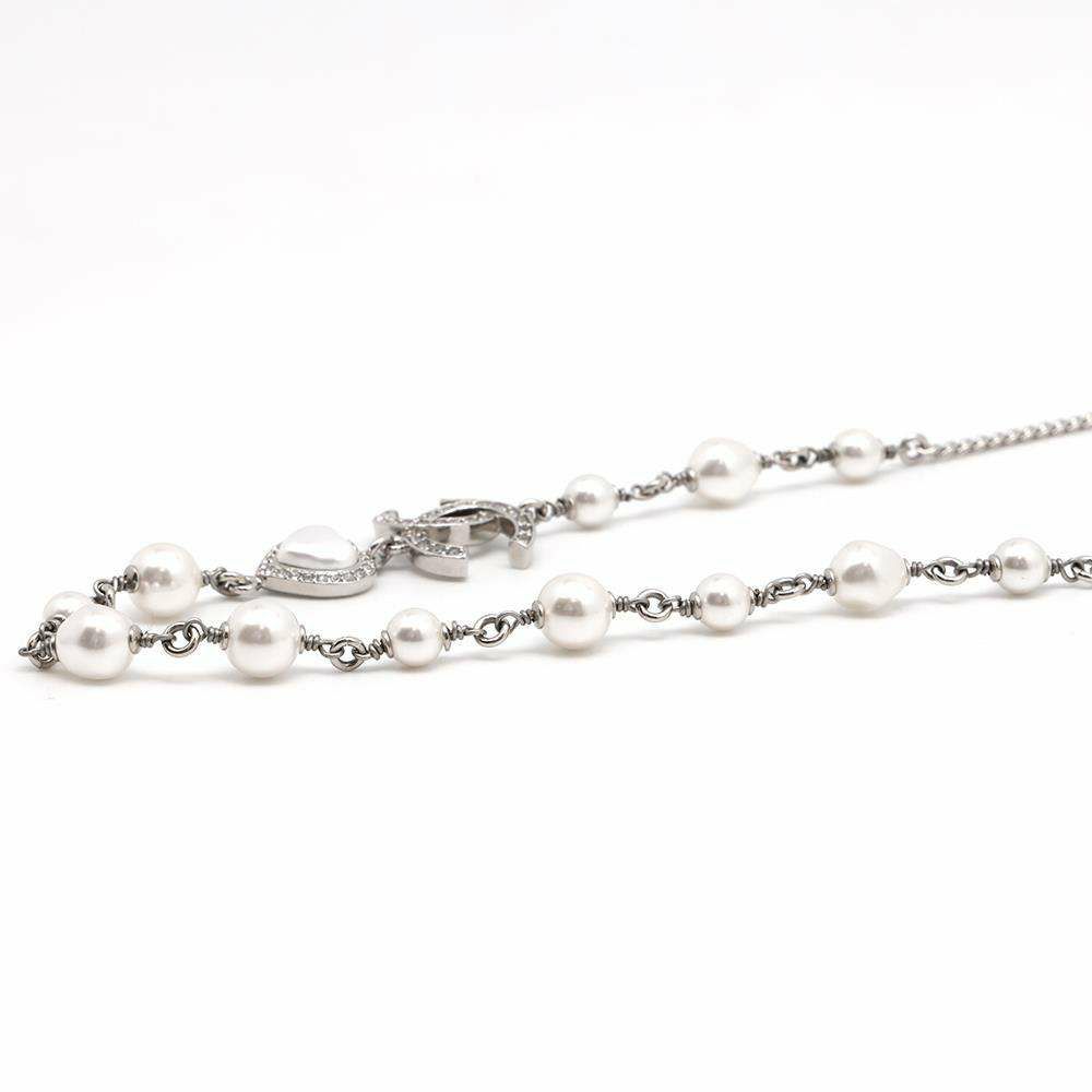 シャネル ネックレス ココマーク ハート フェイクパール ラインストーン B 23B ABB616 CHANEL アクセサリー
