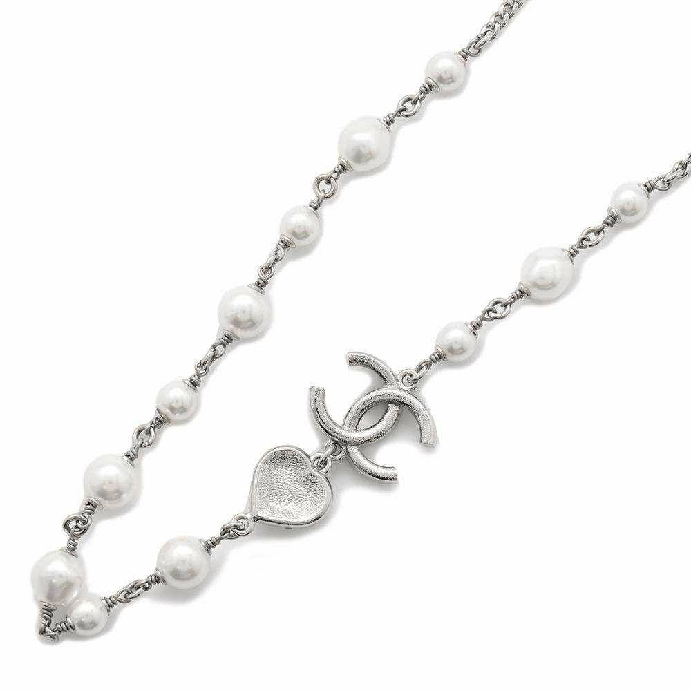 シャネル ネックレス ココマーク ハート フェイクパール ラインストーン B 23B ABB616 CHANEL アクセサリー