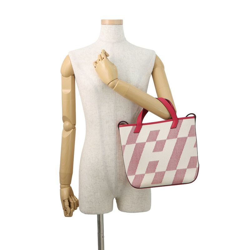 エルメス トートバッグ H・アン・ビエPM フランボワーズ トワルアッシュ/スイフト Z刻印 ２wayショルダー