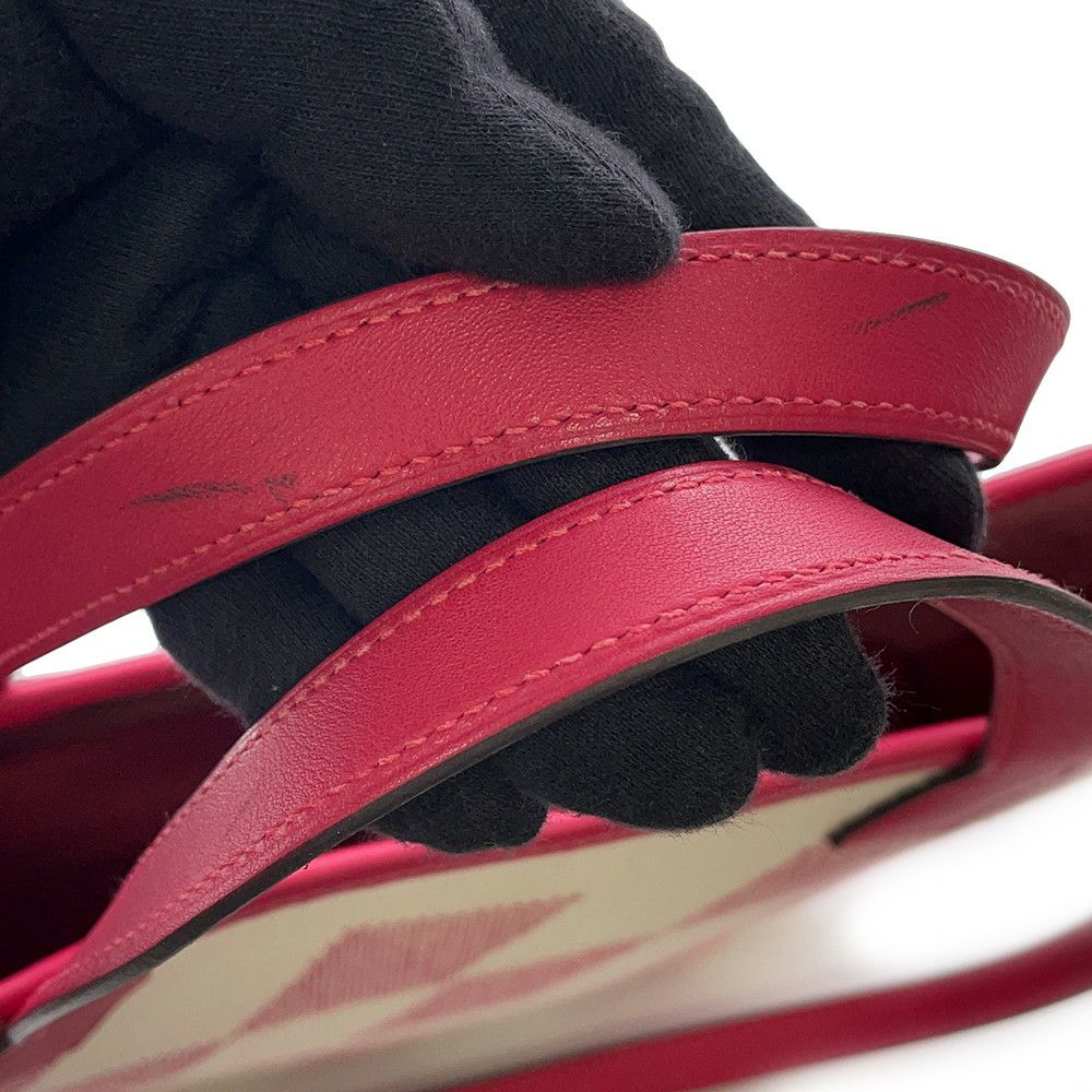 エルメス トートバッグ H・アン・ビエPM フランボワーズ トワルアッシュ/スイフト Z刻印 ２wayショルダー