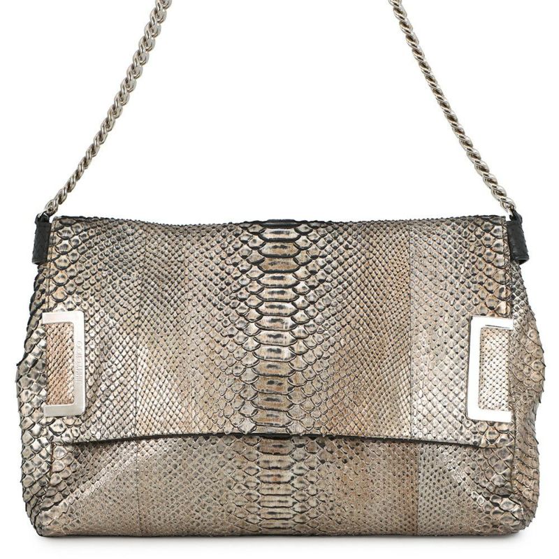 ジミーチュウ チェーンショルダーバッグ フラップバッグ パイソン JIMMY CHOO