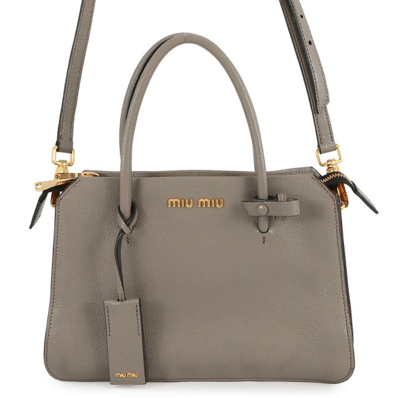 ミュウミュウ ハンドバッグ ロゴ バイカラー マドラス レザー MIUMIU 2wayショルダーバッグ