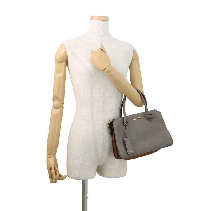 ミュウミュウ ハンドバッグ ロゴ バイカラー マドラス レザー MIUMIU 2wayショルダーバッグ
