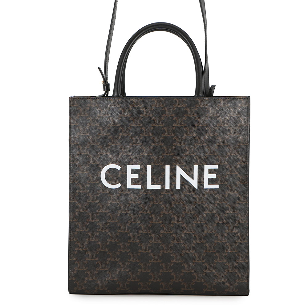 セリーヌ トートバッグ トリオンフ バーティカルカバ ミディアム 194432 CELINE 2wayショルダーバッグ 黒