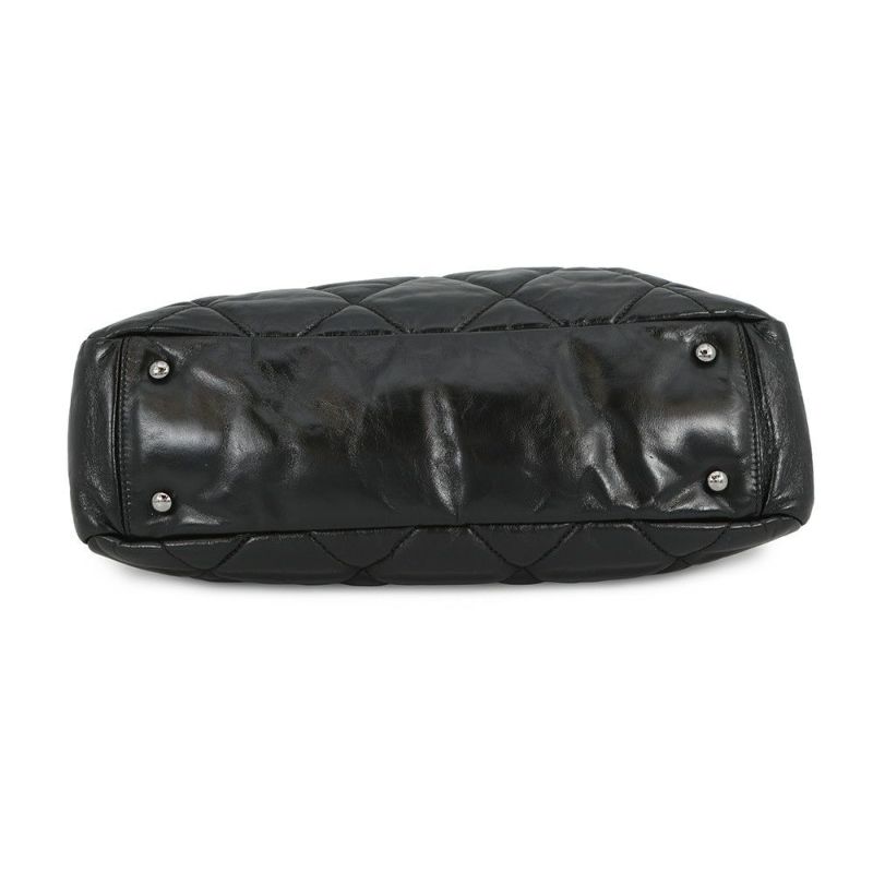 シャネル チェーントートバッグ ポートベロー ココマーク マトラッセ ヴィンテージレザー/ストロー A46153 CHANEL 黒