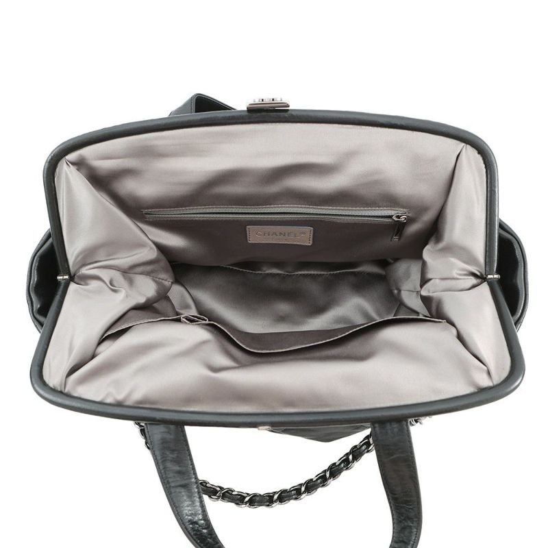 シャネル チェーントートバッグ ポートベロー ココマーク マトラッセ ヴィンテージレザー/ストロー A46153 CHANEL 黒