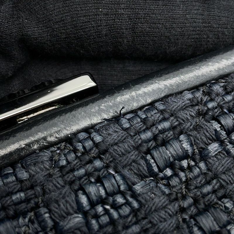 シャネル チェーントートバッグ ポートベロー ココマーク マトラッセ ヴィンテージレザー/ストロー A46153 CHANEL 黒