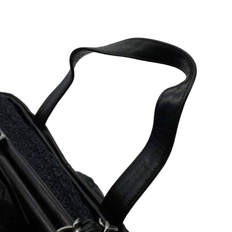 シャネル チェーントートバッグ ポートベロー ココマーク マトラッセ ヴィンテージレザー/ストロー A46153 CHANEL 黒