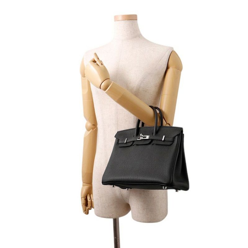 エルメス バーキン25 ブラック/シルバー金具 トゴ C刻印 HERMES Birkin ハンドバッグ 黒