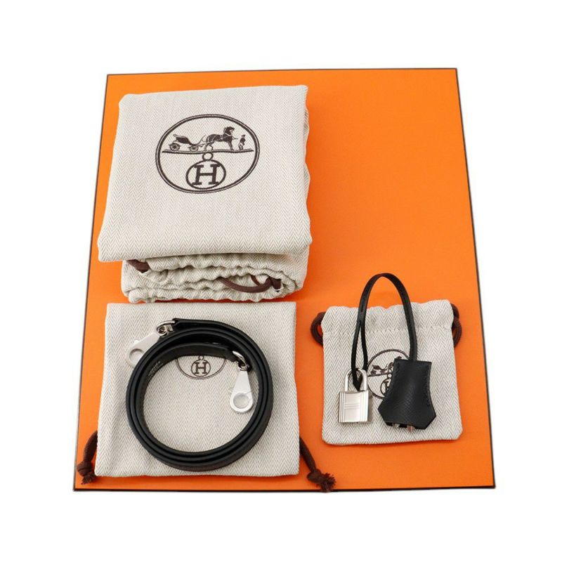 エルメス ハンドバッグ ケリー25 外縫い ブラック/シルバー金具 エプソン K刻印 ２wayショルダー 黒