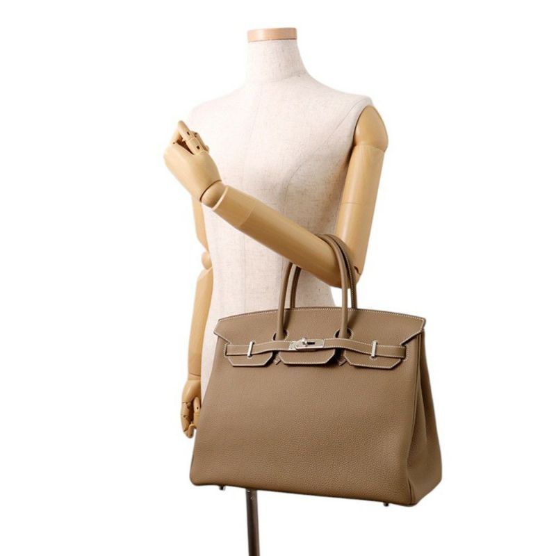 エルメス バーキン35 エトゥープ/シルバー金具 トゴ K刻印 HERMES Birkin ハンドバッグ