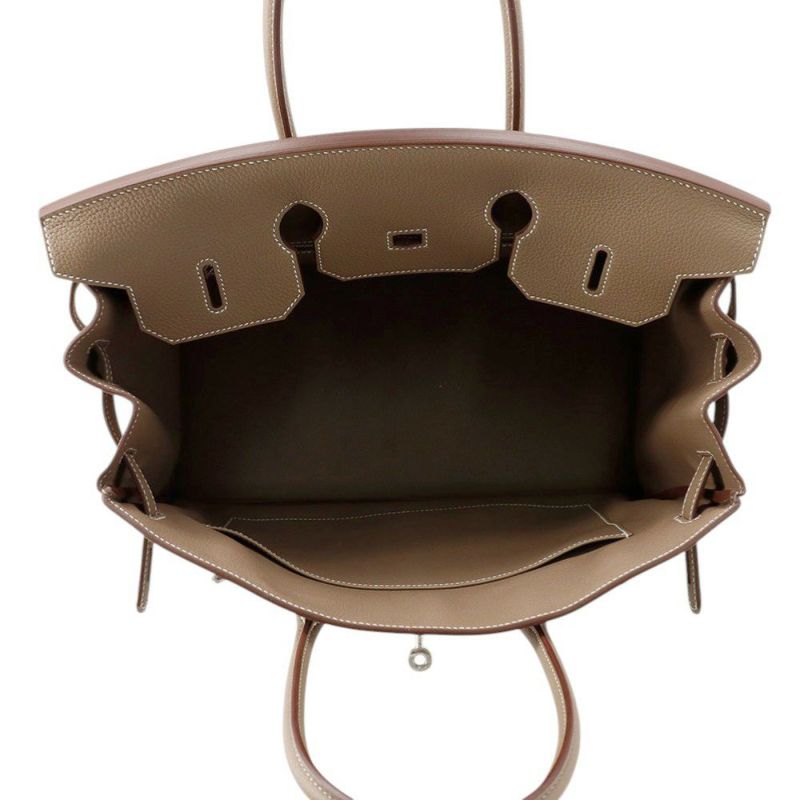 エルメス バーキン35 エトゥープ/シルバー金具 トゴ K刻印 HERMES Birkin ハンドバッグ