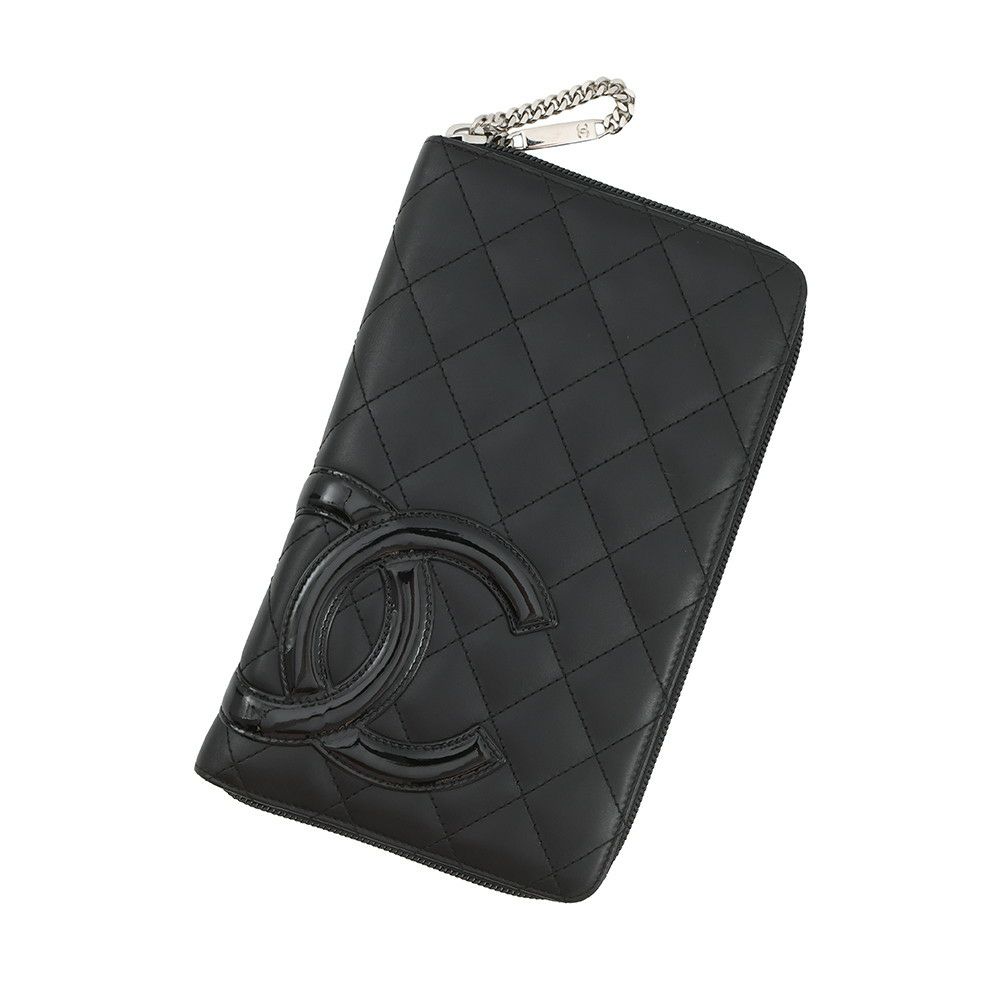 シャネル 長財布 マトラッセ ココマーク カンボンライン ラウンドファスナー ラムスキン A26710 CHANEL 黒