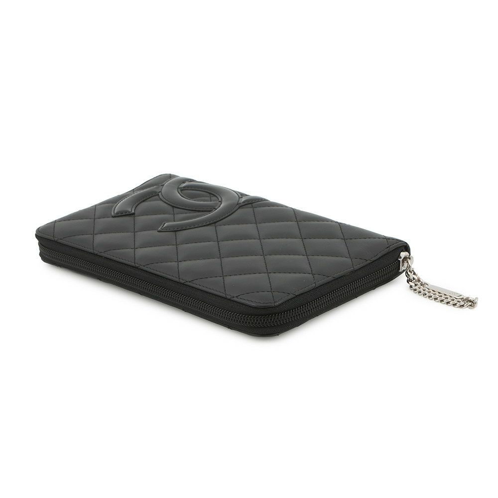 シャネル 長財布 マトラッセ ココマーク カンボンライン ラウンドファスナー ラムスキン A26710 CHANEL 黒