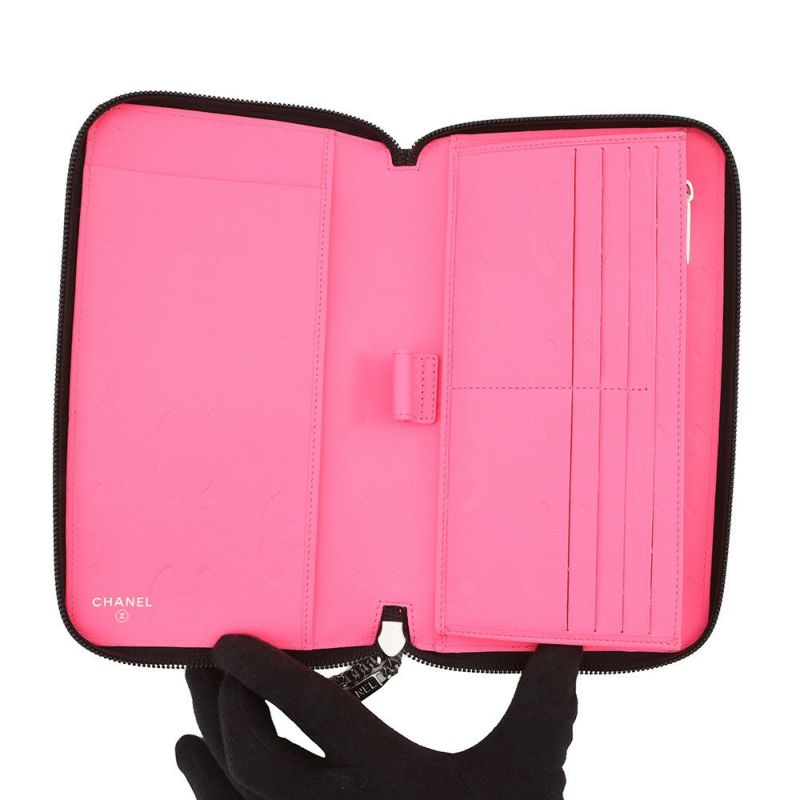 シャネル 長財布 マトラッセ ココマーク カンボンライン ラウンドファスナー ラムスキン A26710 CHANEL 黒