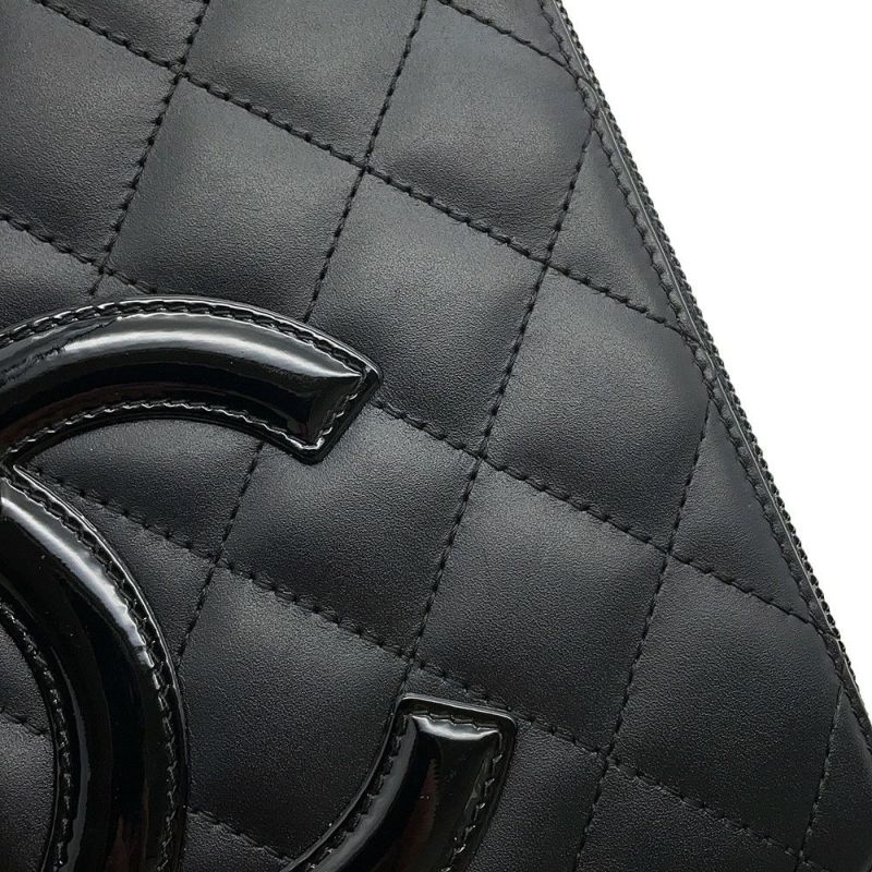 シャネル 長財布 マトラッセ ココマーク カンボンライン ラウンドファスナー ラムスキン A26710 CHANEL 黒