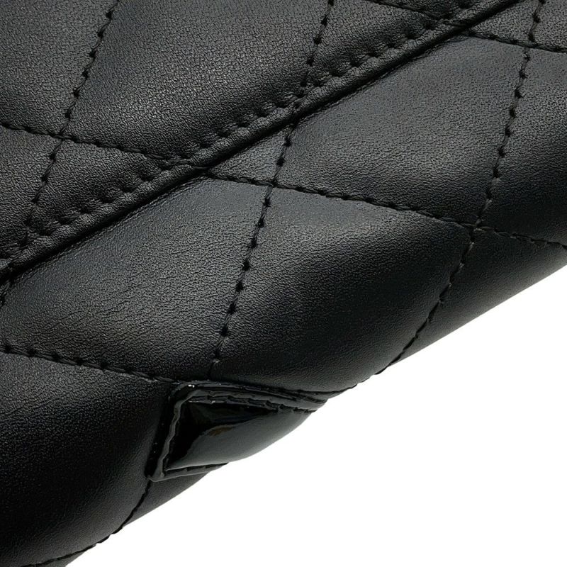 シャネル 長財布 マトラッセ ココマーク カンボンライン ラウンドファスナー ラムスキン A26710 CHANEL 黒