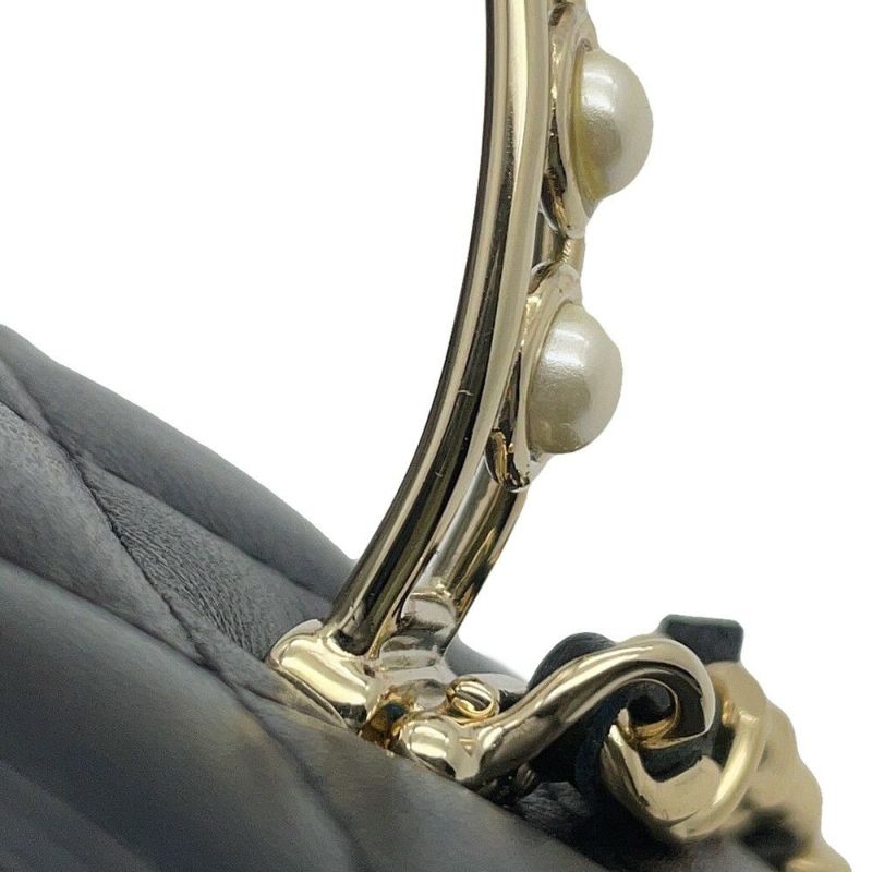 シャネル チェーンショルダーバッグ マトラッセ ココマーク フェイクパール ヴァニティ ラムスキン AP2199 CHANEL 黒