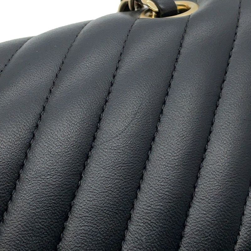 シャネル チェーンショルダーバッグ シェブロン Vステッチ ココマーク ラムスキン A01112 CHANEL ダブルチェーン 黒