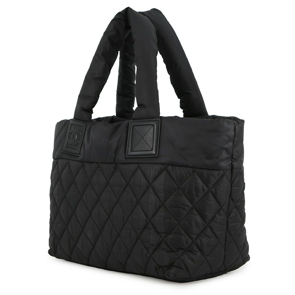 シャネル トートバッグ コココクーン ココマーク マトラッセ スモール PM ナイロン A48610 CHANEL 黒