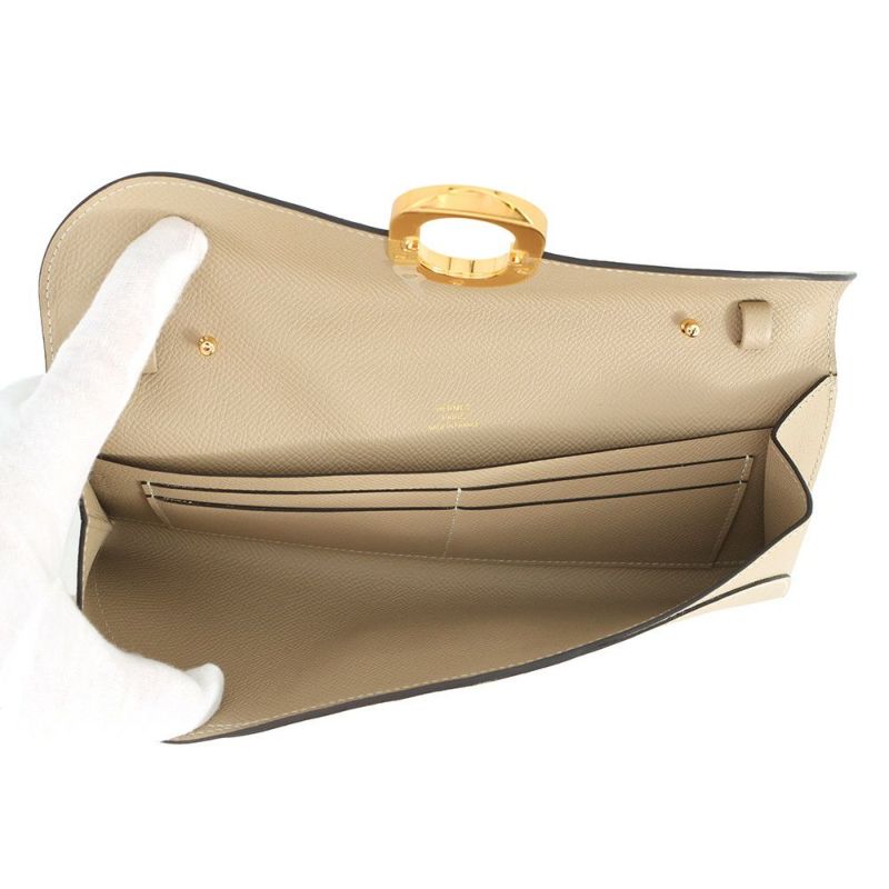 エルメス 長財布 シェーヌダンクル トゥーゴー トレンチ/ゴールド金具 エプソン K刻印 財布