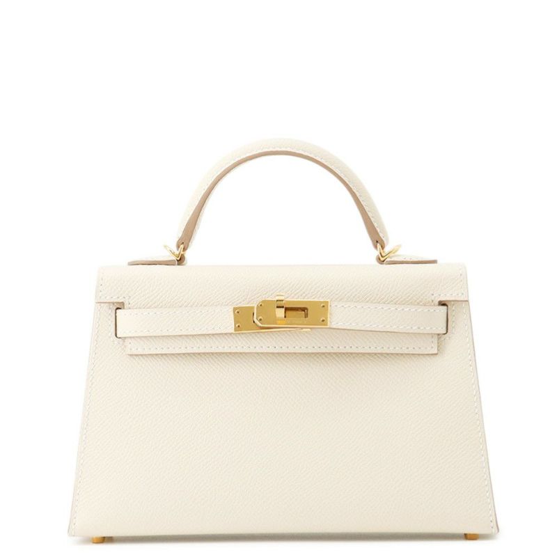 エルメス ハンドバッグ ミニケリー2 外縫い クレ/ゴールド金具 エプソン K刻印 ２wayショルダー