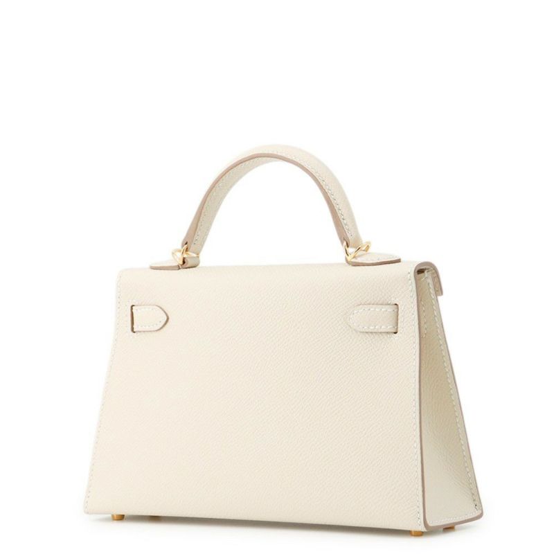 エルメス ハンドバッグ ミニケリー2 外縫い クレ/ゴールド金具 エプソン K刻印 ２wayショルダー