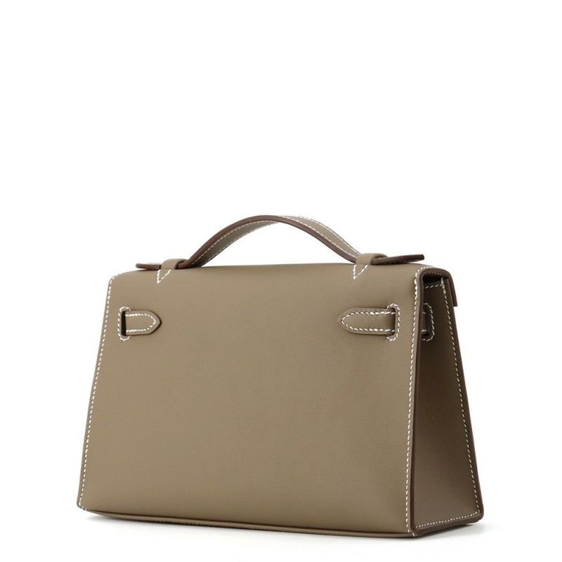 エルメス ハンドバッグ ポシェットケリー エトゥープ/ゴールド金具 スイフト K刻印