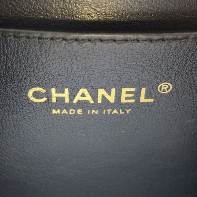 シャネル チェーンショルダーバッグ ココマーク マトラッセ バニティ トップハンドル キャビアスキン AS3221 CHANEL 黒