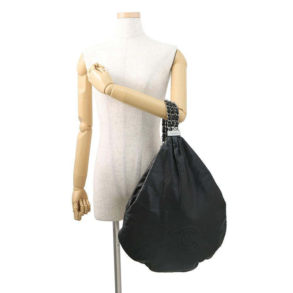 シャネル チェーンハンドバッグ ココマーク レザー CHANEL ショルダーバッグ 黒