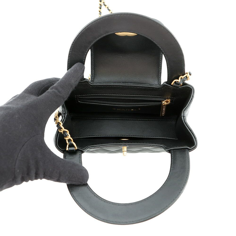 シャネル ハンドバッグ ミニ マトラッセ ココマーク ラムスキン AS4416 CHANEL 2wayショルダーバッグ 黒