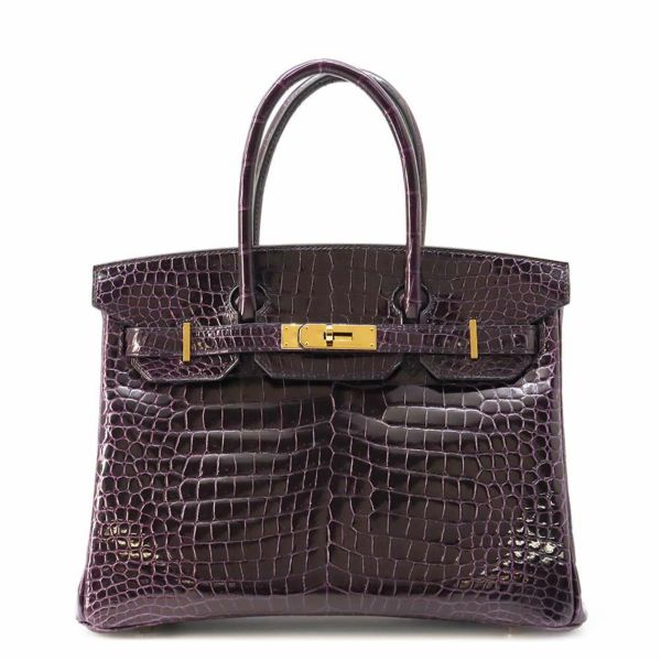 エルメス バーキン30 オーベルジーヌ/ゴールド金具 ポロサスシャイン A刻印 HERMES Birkin ハンドバッグ