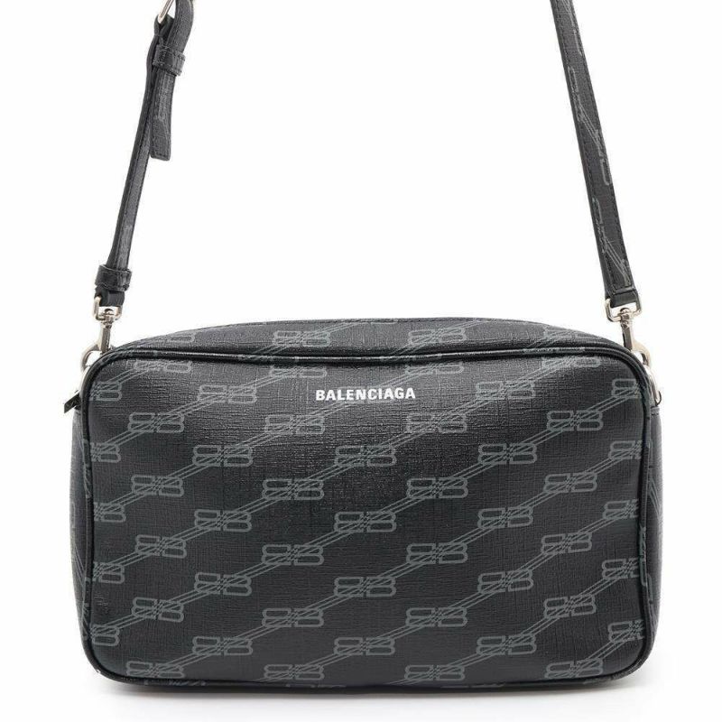 バレンシアガ ショルダーバッグ BBモノグラム カメラバッグ PVC 702723 BALENCIAGA バッグ 黒