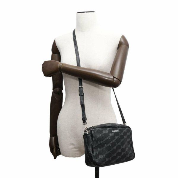バレンシアガ ショルダーバッグ BBモノグラム カメラバッグ PVC 702723 BALENCIAGA バッグ 黒