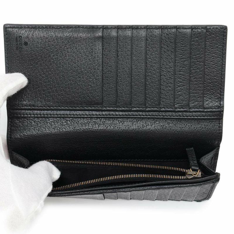 グッチ 長財布 GGマーモント レザー 544479 428740 GUCCI 二つ折り財布 ウォレット 黒