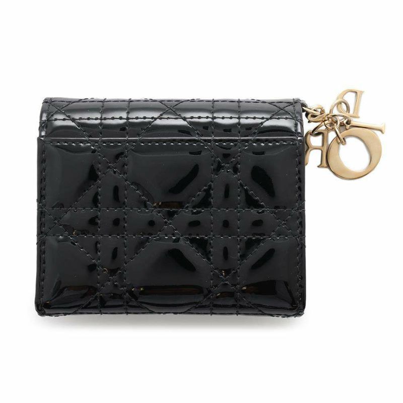 クリスチャン・ディオール 三つ折り財布 LADY DIOR ロータスウォレット カナージュ S0181OVRB Christian Dior 財布 黒
