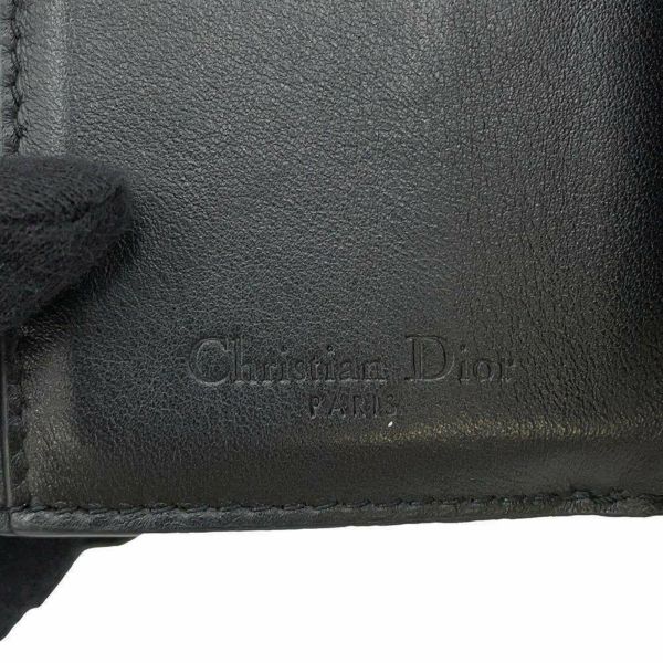 クリスチャン・ディオール 三つ折り財布 LADY DIOR ロータスウォレット カナージュ S0181OVRB Christian Dior 財布 黒