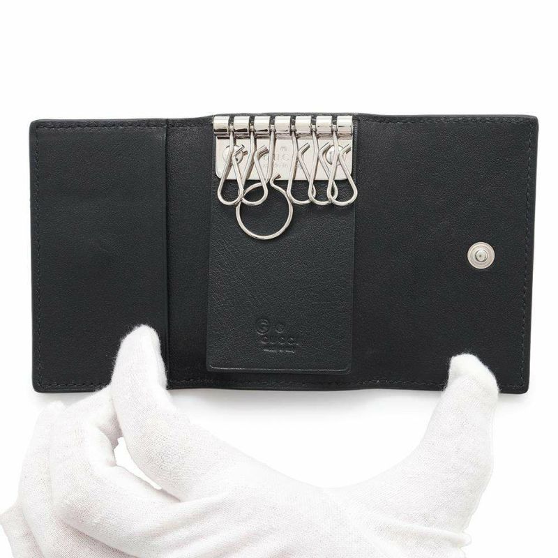 グッチ キーケース マイクロ グッチシマ 6連 ロゴ レザー 150402 GUCCI アウトレット品 黒