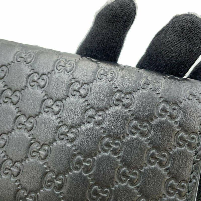 グッチ キーケース マイクロ グッチシマ 6連 ロゴ レザー 150402 GUCCI アウトレット品 黒