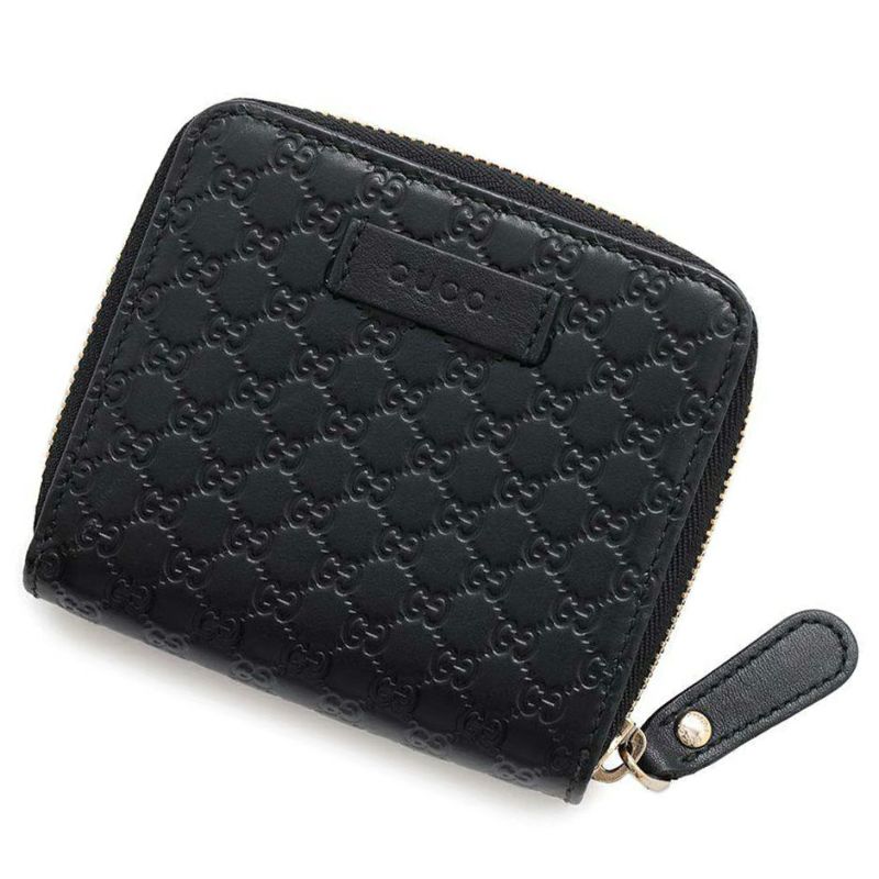 グッチ 二つ折り財布 マイクログッチシマ レザー 449395 GUCCI 財布 アウトレット品 黒