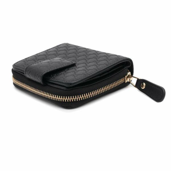 グッチ 二つ折り財布 マイクログッチシマ レザー 449395 GUCCI 財布 アウトレット品 黒