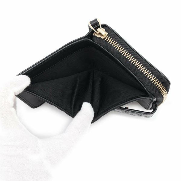 グッチ 二つ折り財布 マイクログッチシマ レザー 449395 GUCCI 財布 アウトレット品 黒