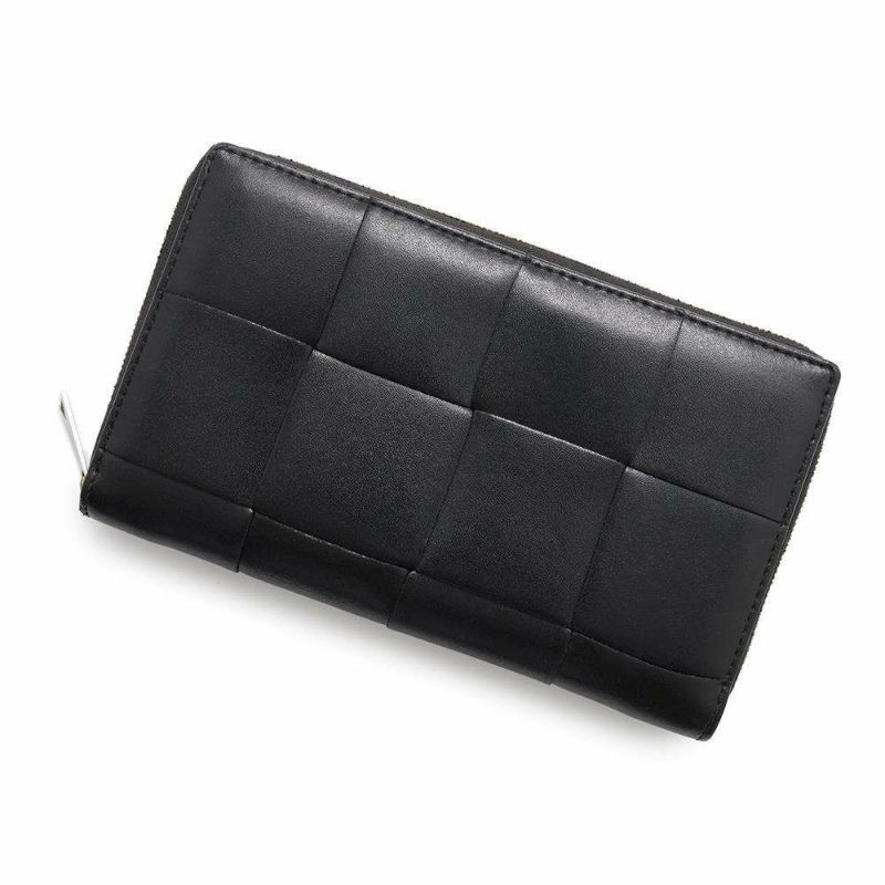ボッテガヴェネタ 長財布 マキシ イントレチャート ラウンドファスナー レザー 748054 BOTTEGA VENETA 黒