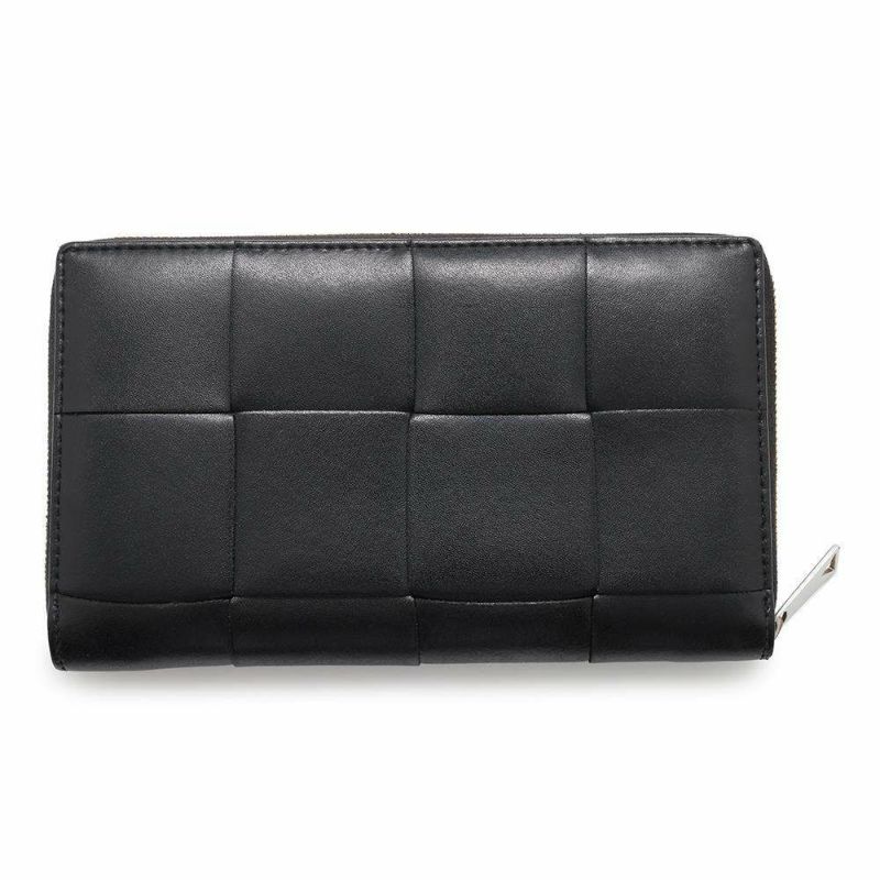 ボッテガヴェネタ 長財布 マキシ イントレチャート ラウンドファスナー レザー 748054 BOTTEGA VENETA 黒