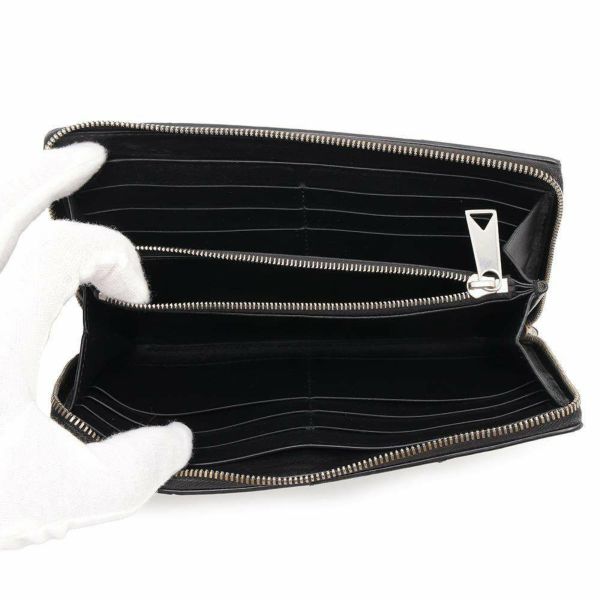 ボッテガヴェネタ 長財布 マキシ イントレチャート ラウンドファスナー レザー 748054 BOTTEGA VENETA 黒
