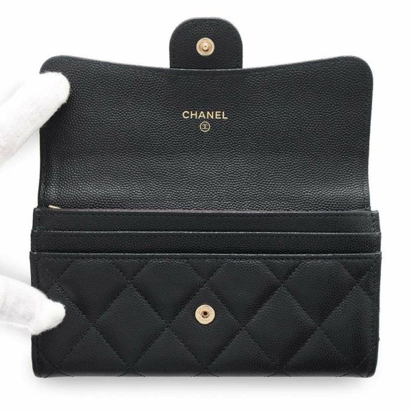 シャネル 長財布 マトラッセ ココマーク キャビアスキン AP1000 CHANEL 財布 二つ折り財布 黒