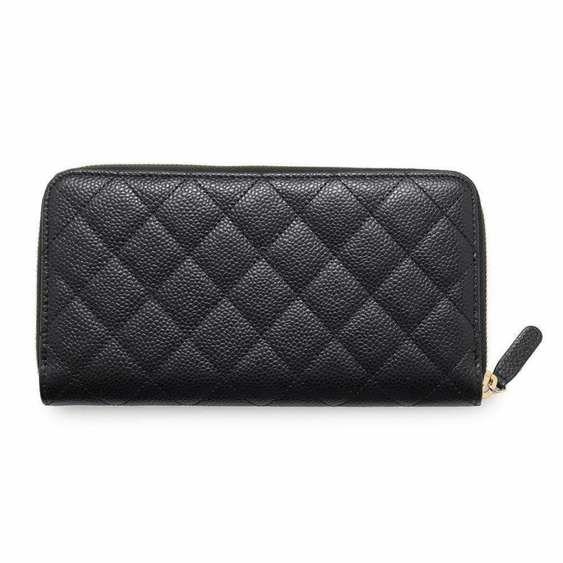 シャネル 長財布 マトラッセ クラシック ロング ジップ ウォレット ココマーク キャビアスキン A50097 CHANEL 黒